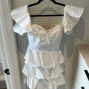 Caroline Constas White Lace Mini Dress